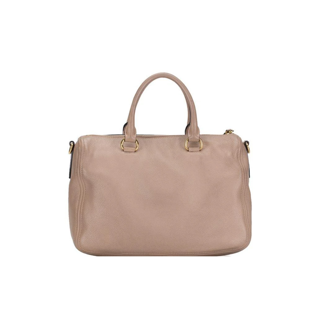 Gorjy | Prada Bauletto Vitello Leather Cammeo Beige Phenix Handbag | 1BB023