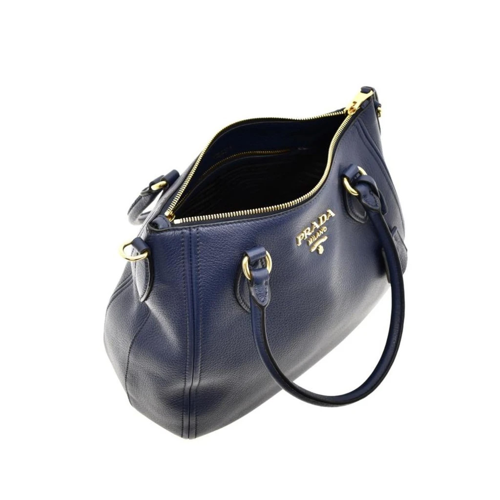 Gorjy | Prada Vitello Phenix Leather Convertible Zip Bag Baltico Blue